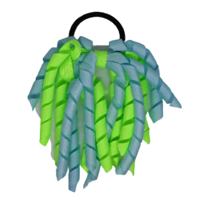School Hair Accessories Short Curly Ponytail Streamer Hair Tie - Key Lime (28 colours options to pick from)