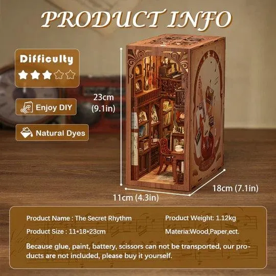 Secret Rhythm DIY Book Nook Kits Bookshelf Insert DIY Book Corners With LED
