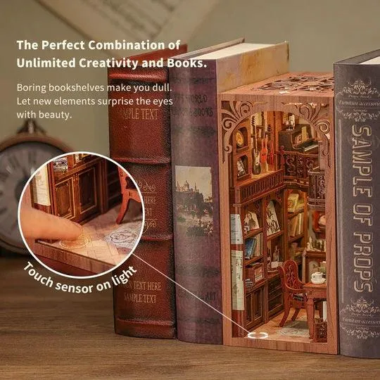 Secret Rhythm DIY Book Nook Kits Bookshelf Insert DIY Book Corners With LED
