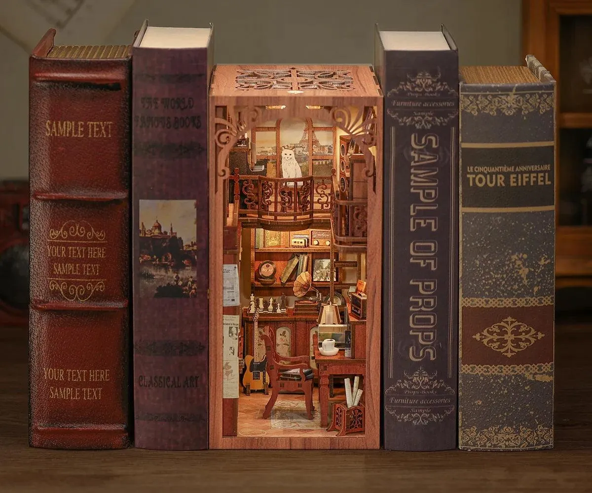 Secret Rhythm DIY Book Nook Kits Bookshelf Insert DIY Book Corners With LED