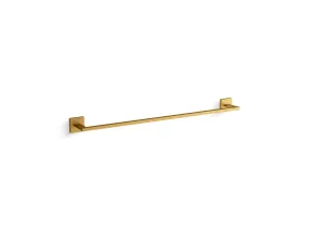 Square 26" Towel Bar in Vibrant Brushed Moderne Brass