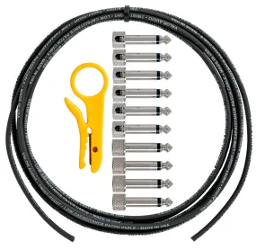 Valor Audio - Twist Tight - Solderless Kit - 10' Black Cable - 6 Right Angle / 4 Straight Plugs - w/Stripper