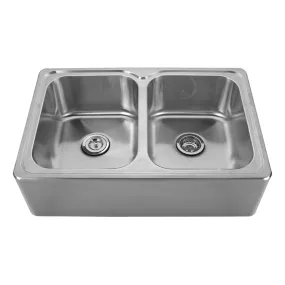 Whitehaus WHNAPEQ3322 Noah's Collection Double Bowl Drop-in Sink with a Seamless Front Apron