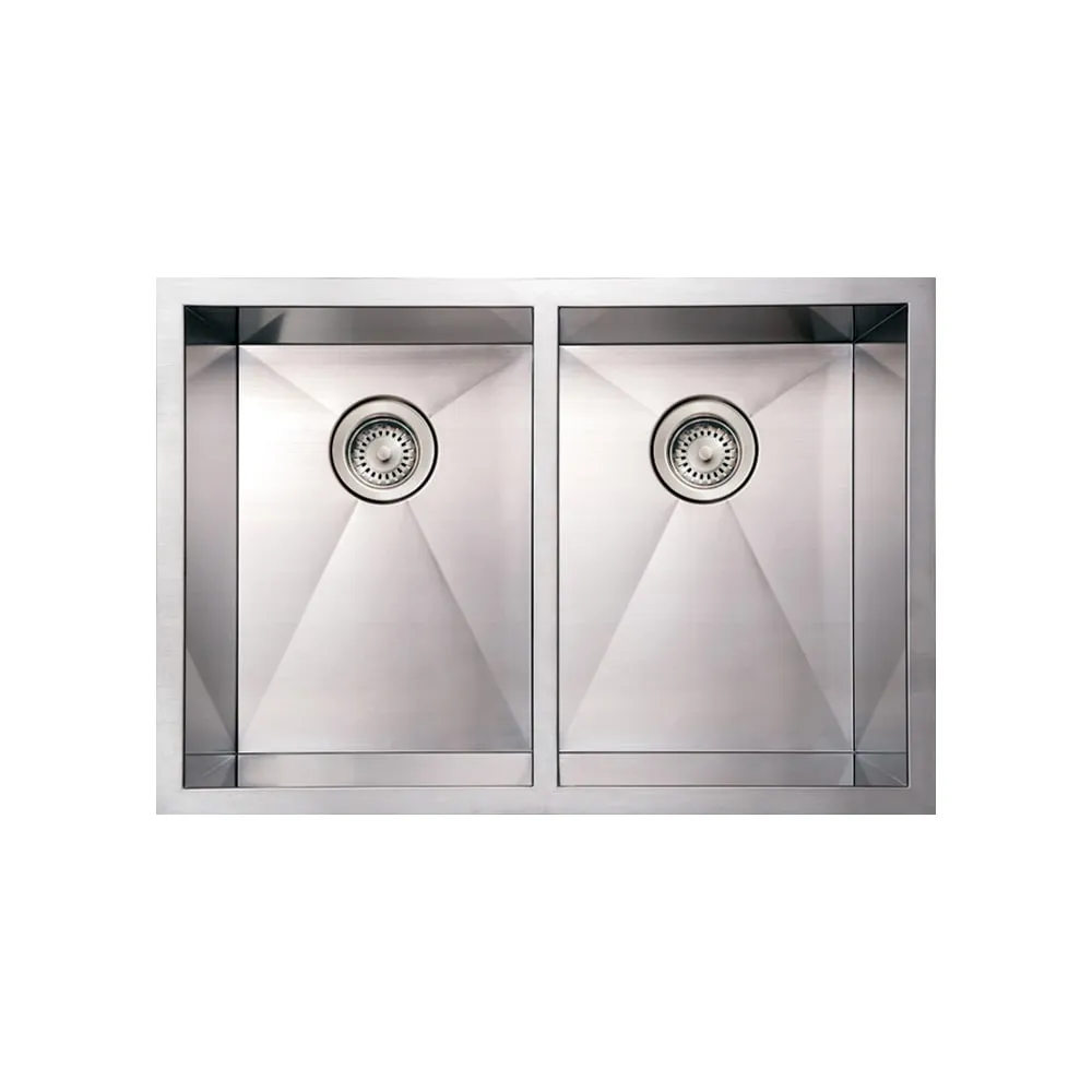 Whitehaus WHNCM2920EQ Noah's Collection Stainless Steel Commercial Double Bowl Undermount Sink