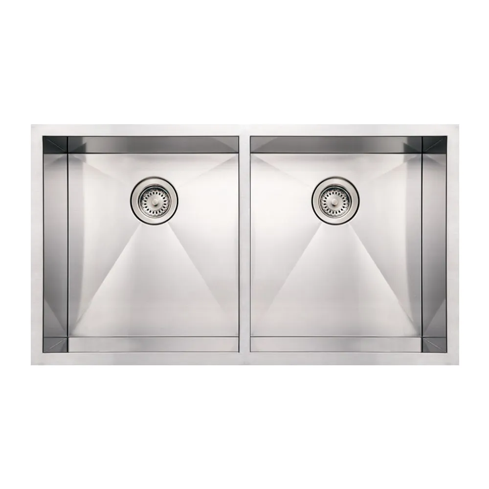 Whitehaus WHNCM3720EQ Noah's Collection Stainless Steel Commercial Double Bowl Undermount Sink
