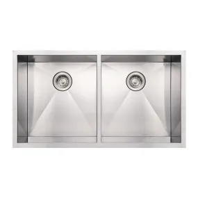 Whitehaus WHNCM3720EQ Noah's Collection Stainless Steel Commercial Double Bowl Undermount Sink