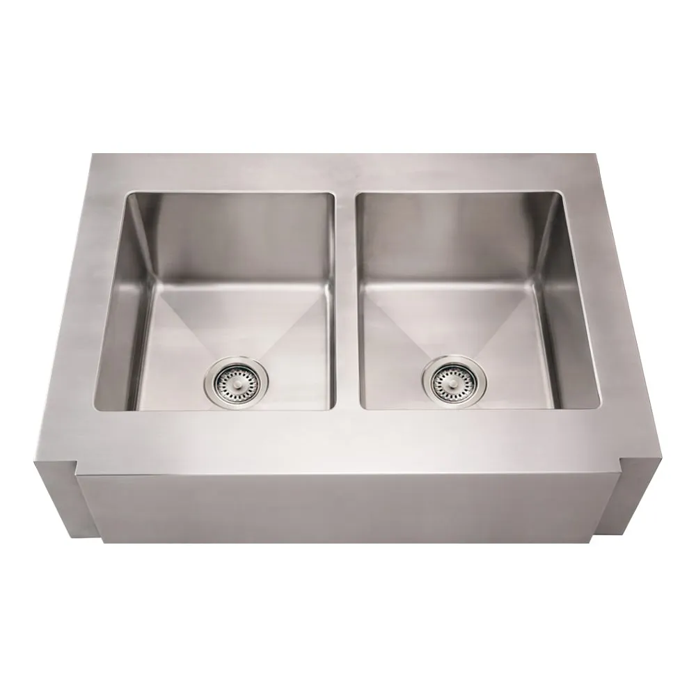 Whitehaus WHNCMAP3621EQ Noah's Collection Stainless Steel Commercial Double Bowl Sink