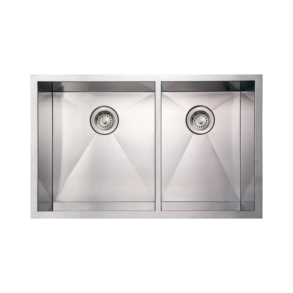 Whitehaus WHNCMD3320 Noah's Collection Stainless Steel Commercial Double Bowl Undermount Sink
