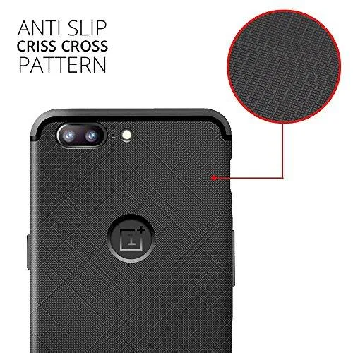 WOW Imagine(TM) Soft Silicone all Sides Protection Cross Texture Anti Slip Ultra Thin Flexible Back Case Cover for OnePlus 5 - Pitch Black